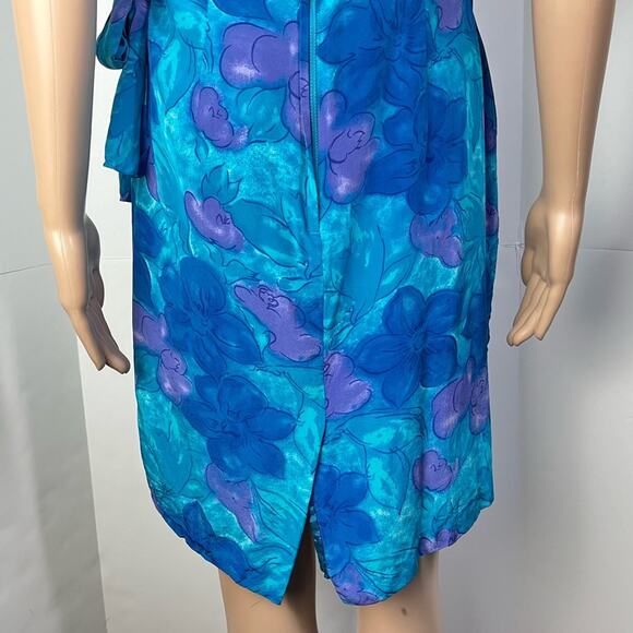 Vintage Spenser Jeremy Floral Print Silk Mini Faux Wrap Cocktail Dress - Picture 10 of 15